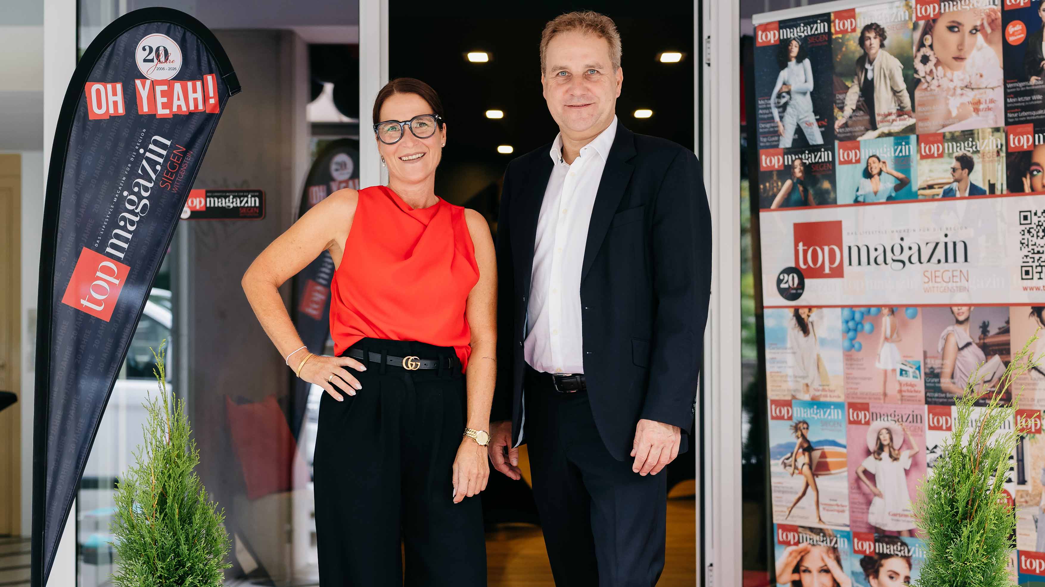 Sonja Heppner (Objektleitung Top Magazin Siegen-Wittgenstein),  Axel Brinkschulte (Geschäftsführer Brinkschulte Medien)